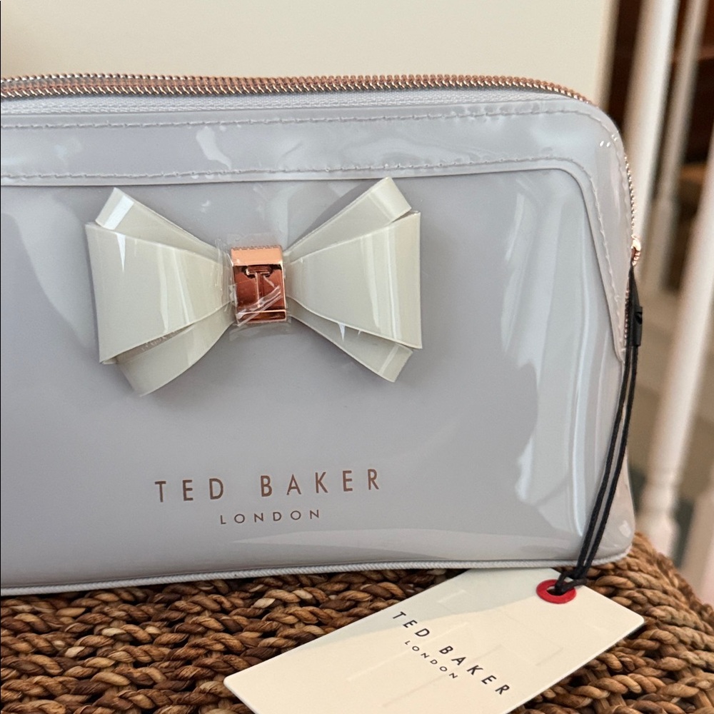 Ted Baker Gray Cosmetic Bag with Cream Bow